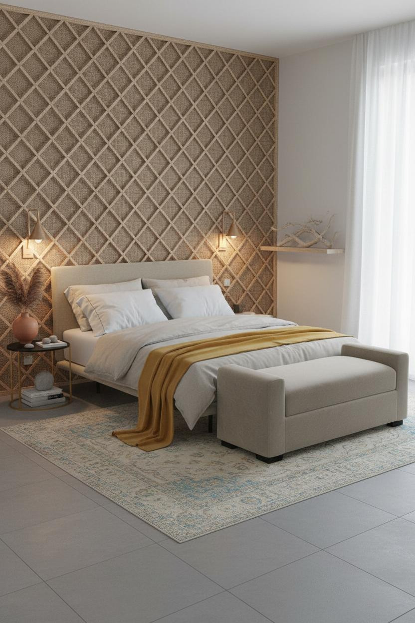 Beach House Bedroom Coastal Jute Accent Wall