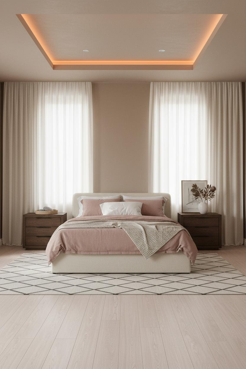 Luxury Bedroom Pop Ceiling LED Cove Design