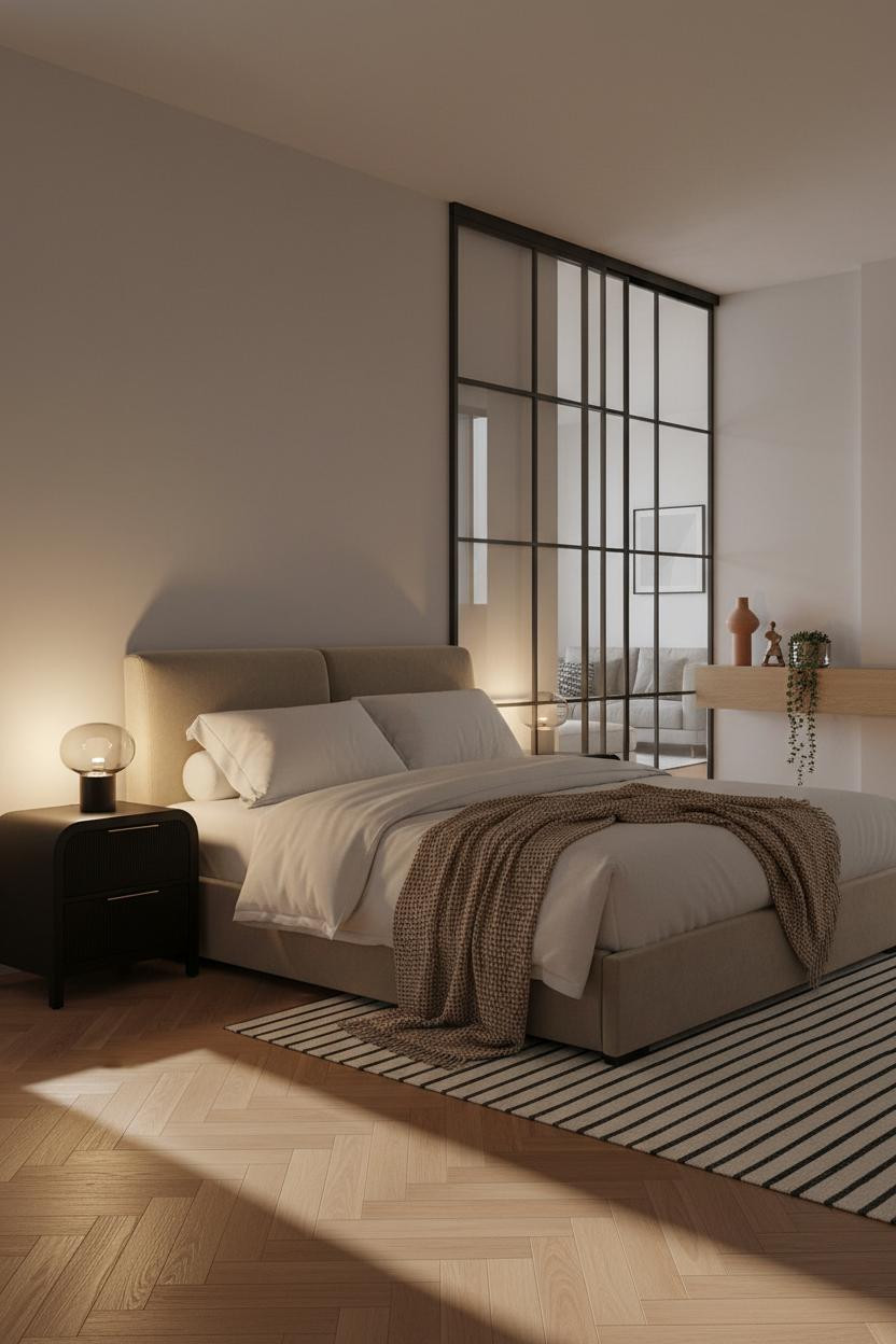 Modern Studio Apartment Minimal Partition Lighting