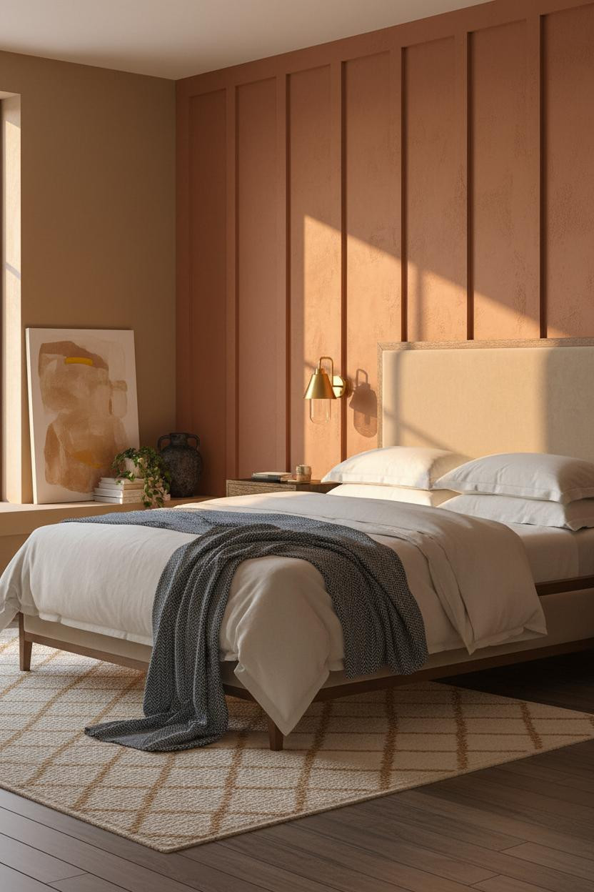 Bedroom Earth Tones Warm Neutral Terracotta Walls