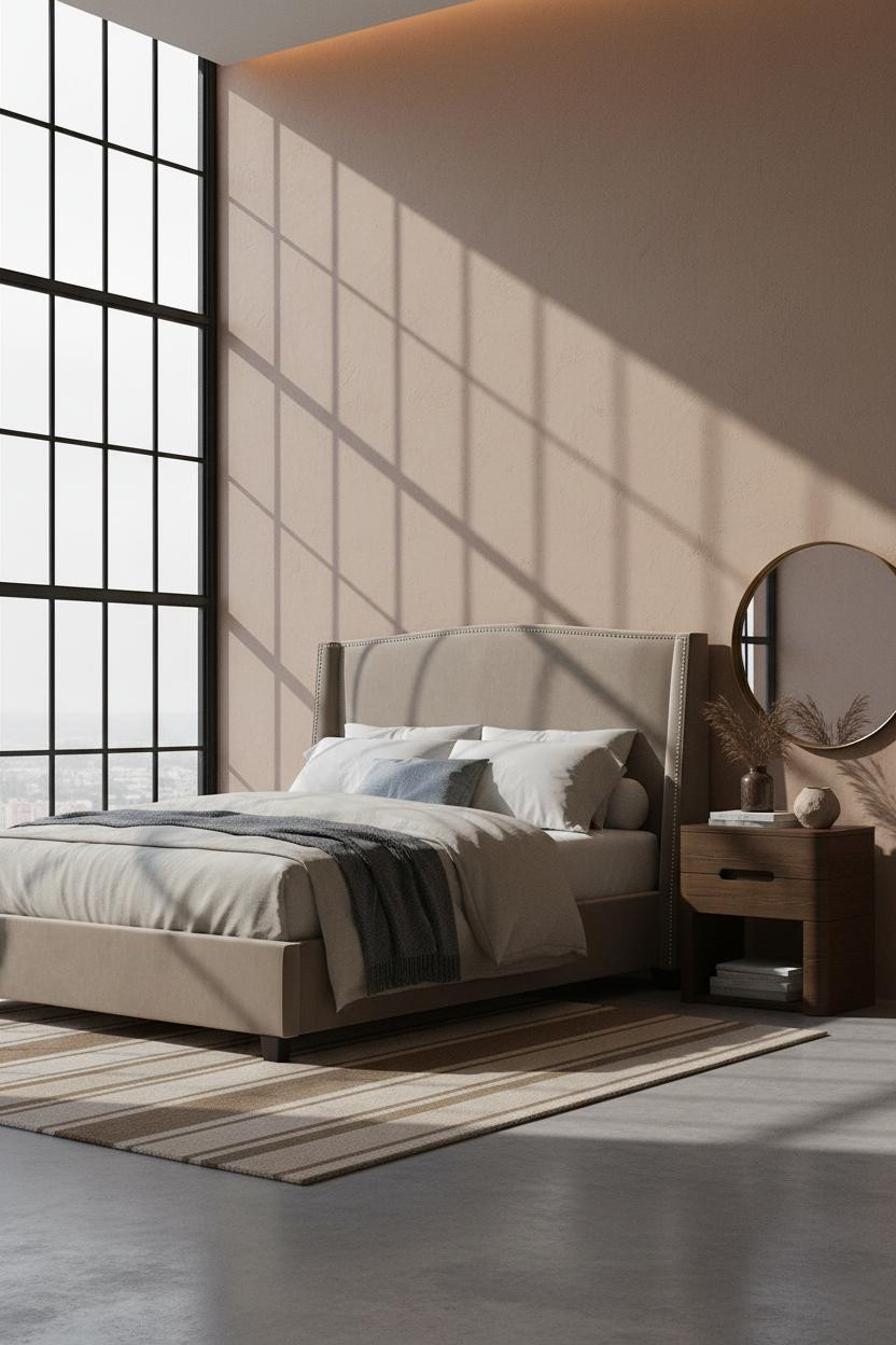 Bedroom Earth Tones Clay Walls Industrial