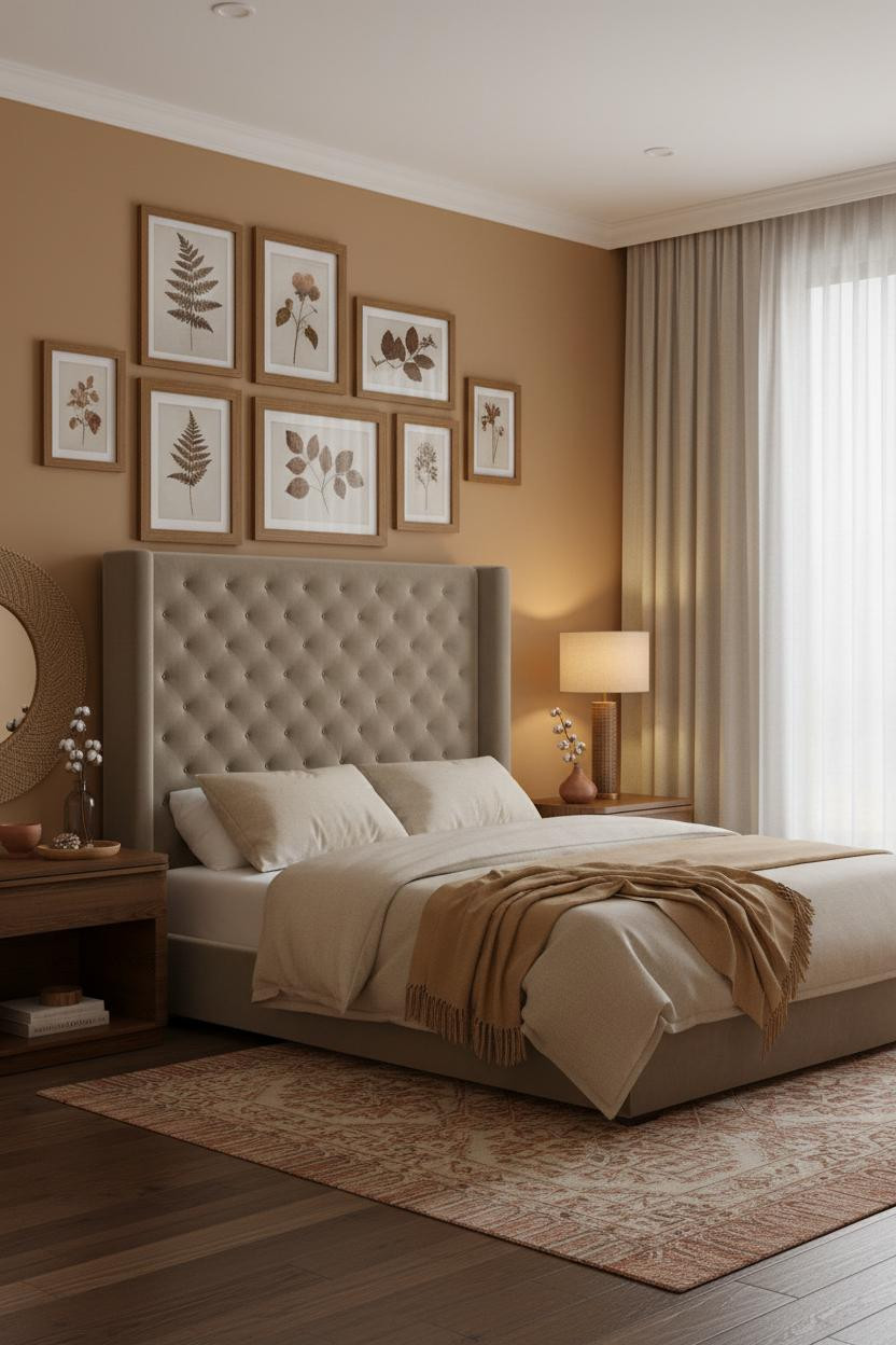 Bedroom Earth Tones Gallery Wall Botanical
