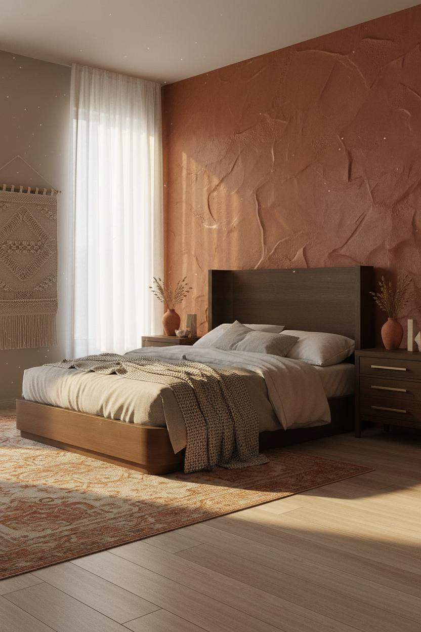 Bedroom Earth Tones Warm Neutral Plaster