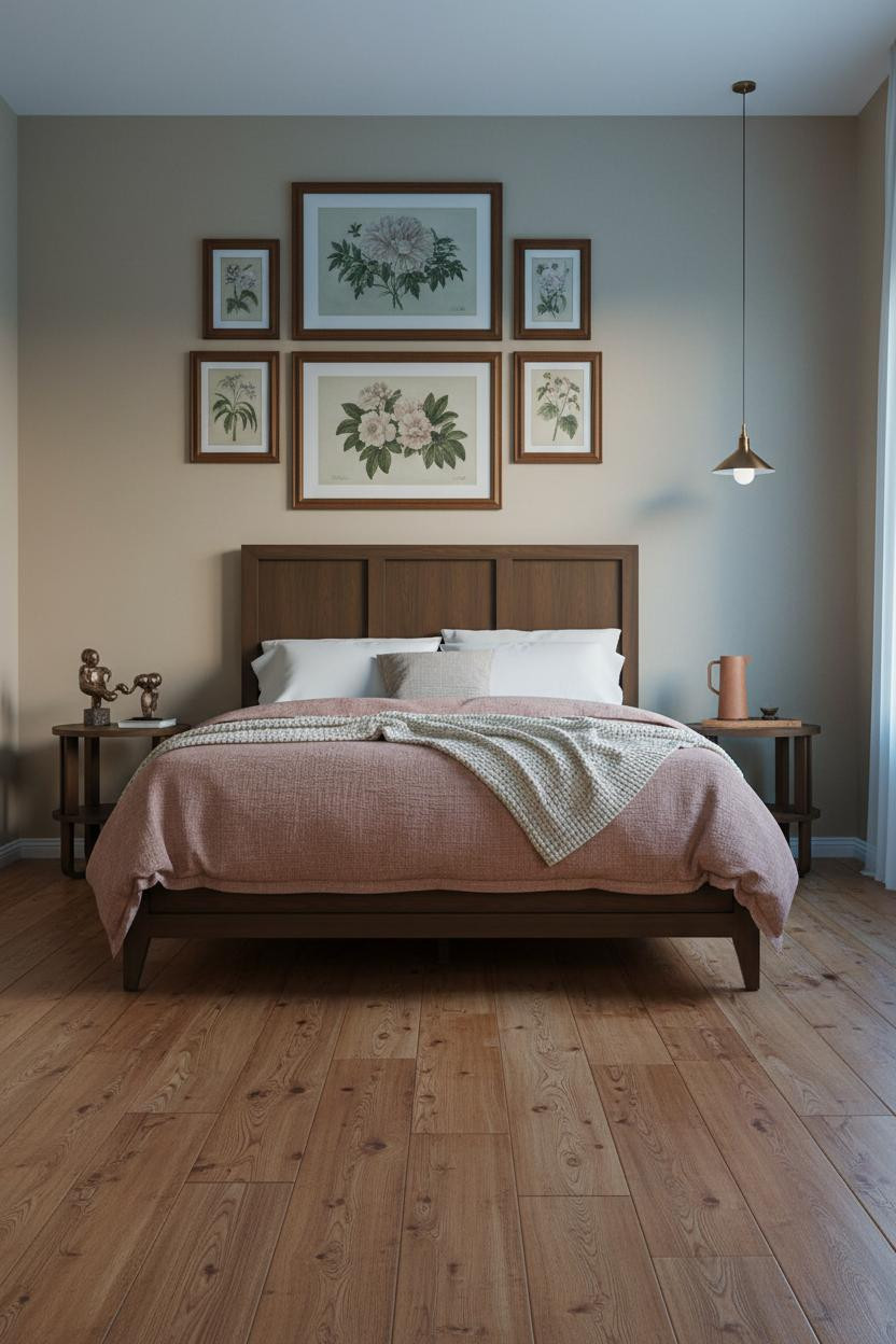 Dark Brown Bed Frame MCM Bedroom