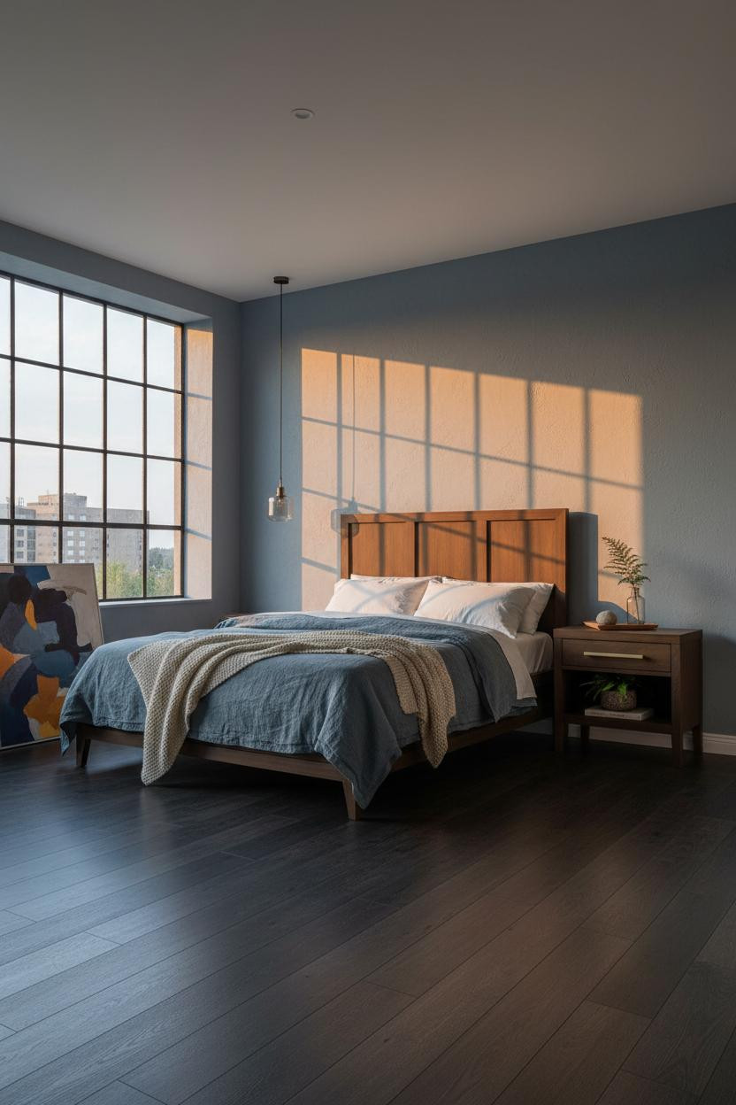 Dark Brown Bed Frame Bedroom Modern Window