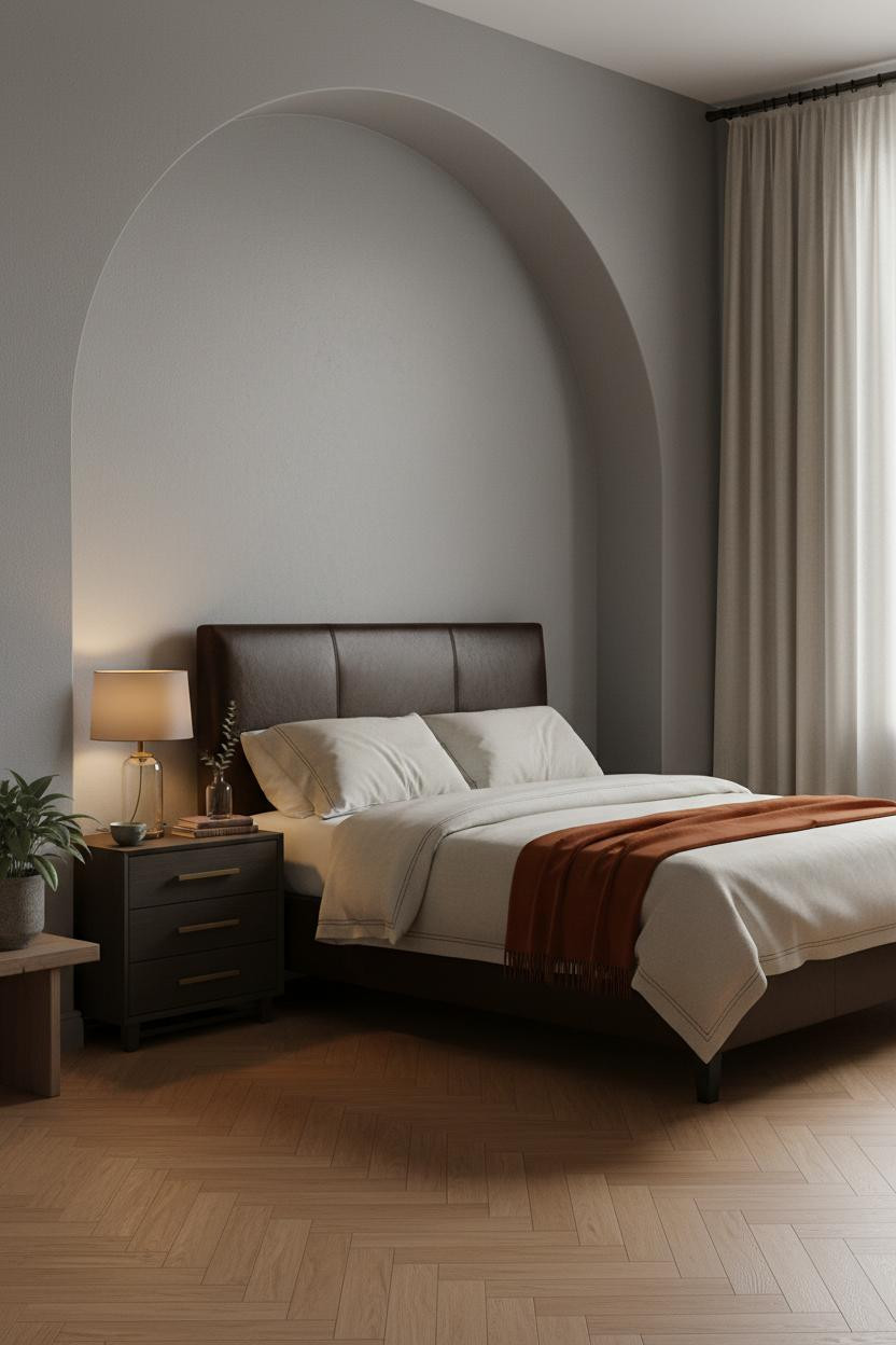 Dark Brown Leather Bed Frame Bedroom