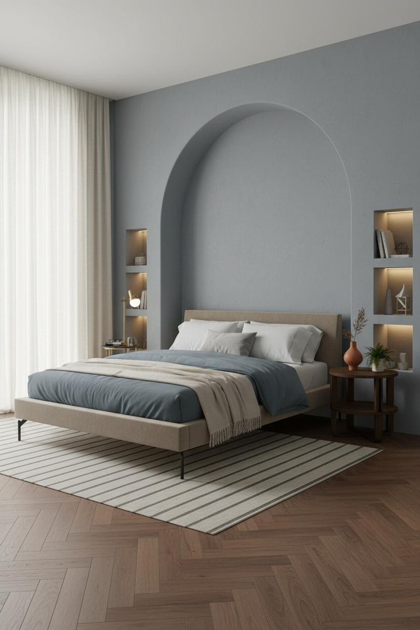 Transitional Bedroom Arched Alcove Modern European