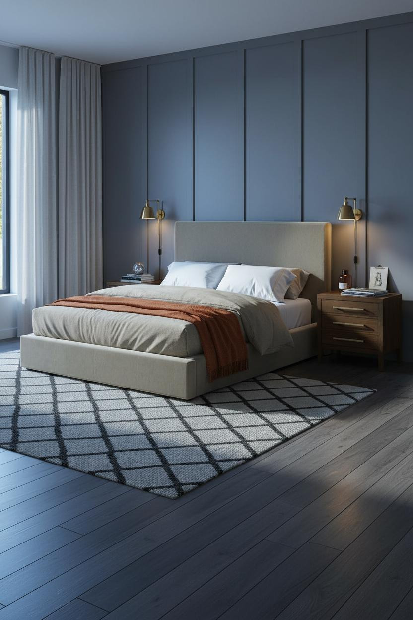 Transitional Bedroom Design Dove Grey Board Batten