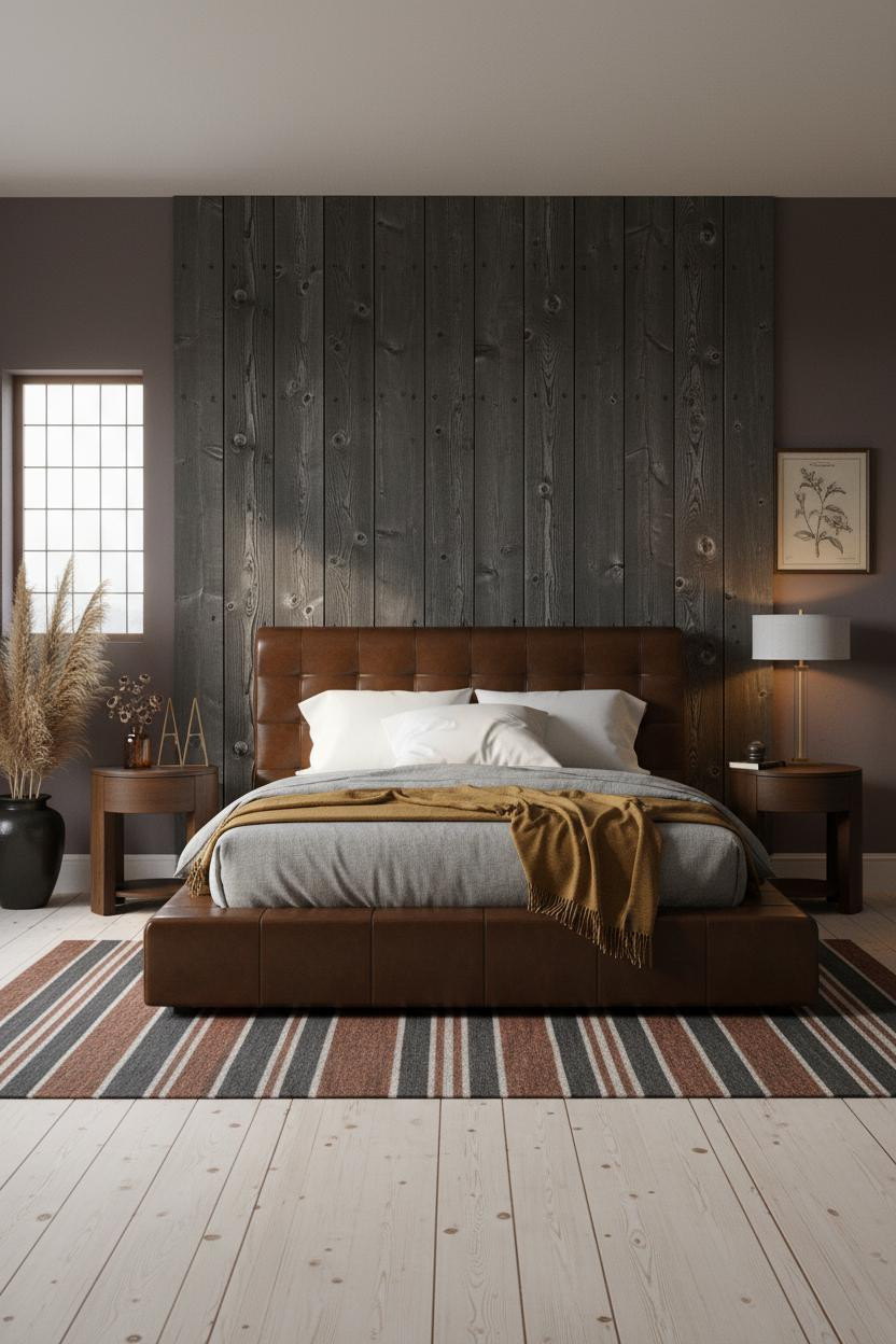 Dark Cottagecore Bedroom Charcoal Walls
