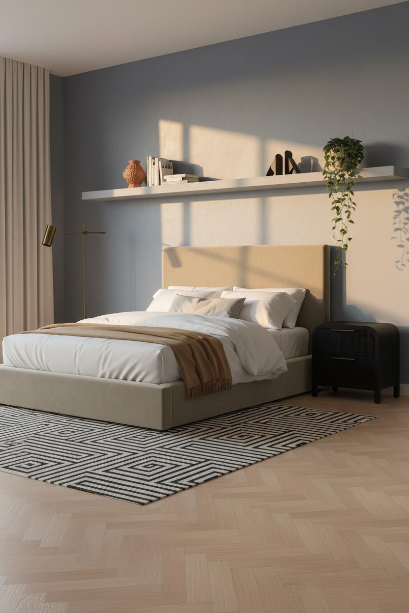 Minimalist Bedroom Scandi Concrete Shelf