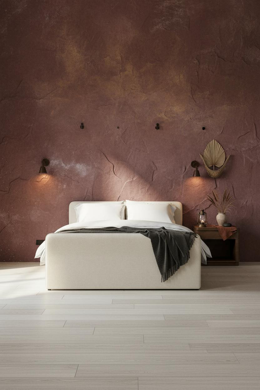 Hacienda Bedroom Adobe Plaster Iron Sconce