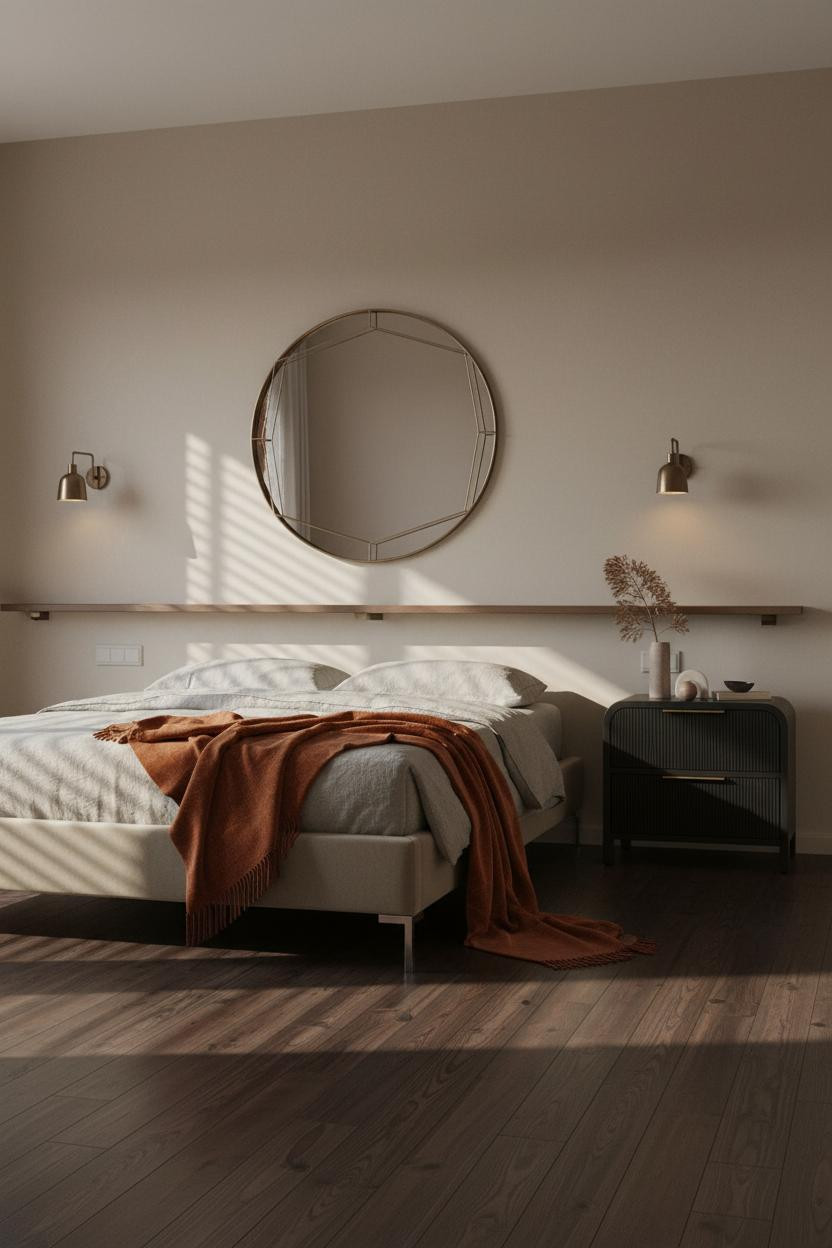 Minimalist Bedroom Floating Shelf Walnut