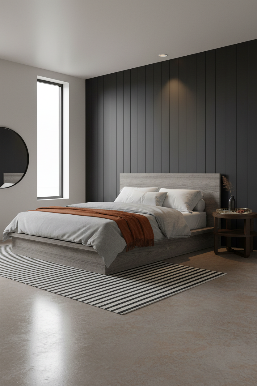 Black Oak Bedroom Board Batten Industrial