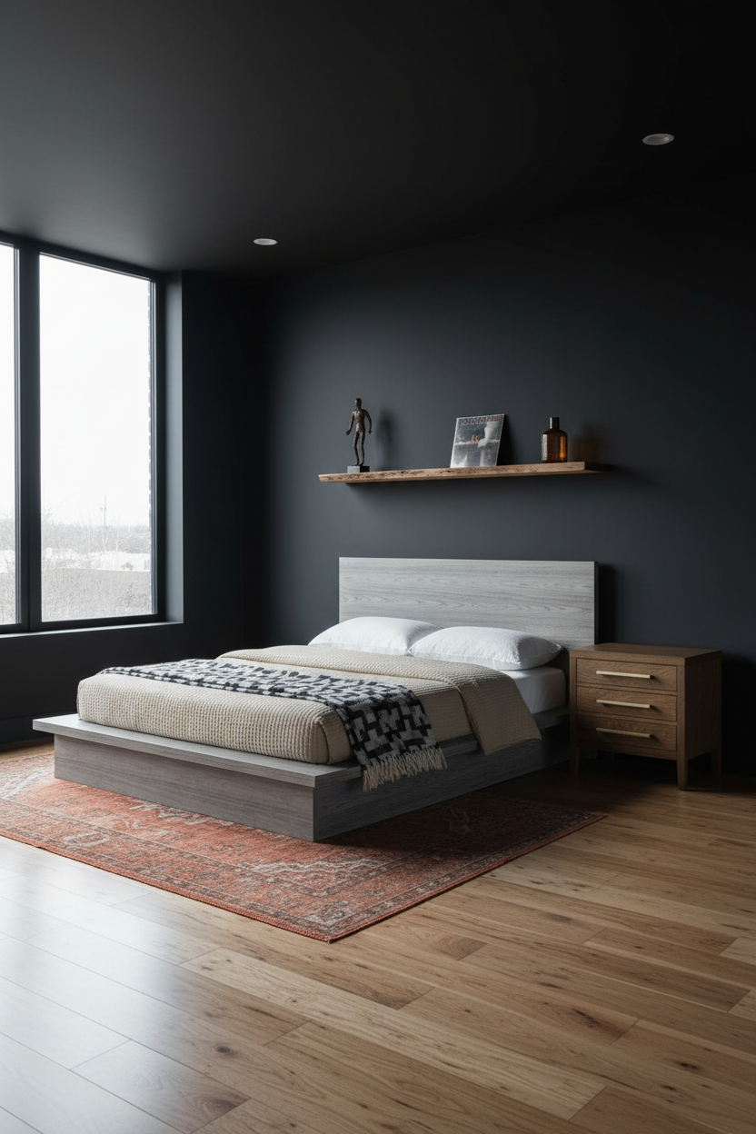Black Oak Bedroom Live Edge Shelf