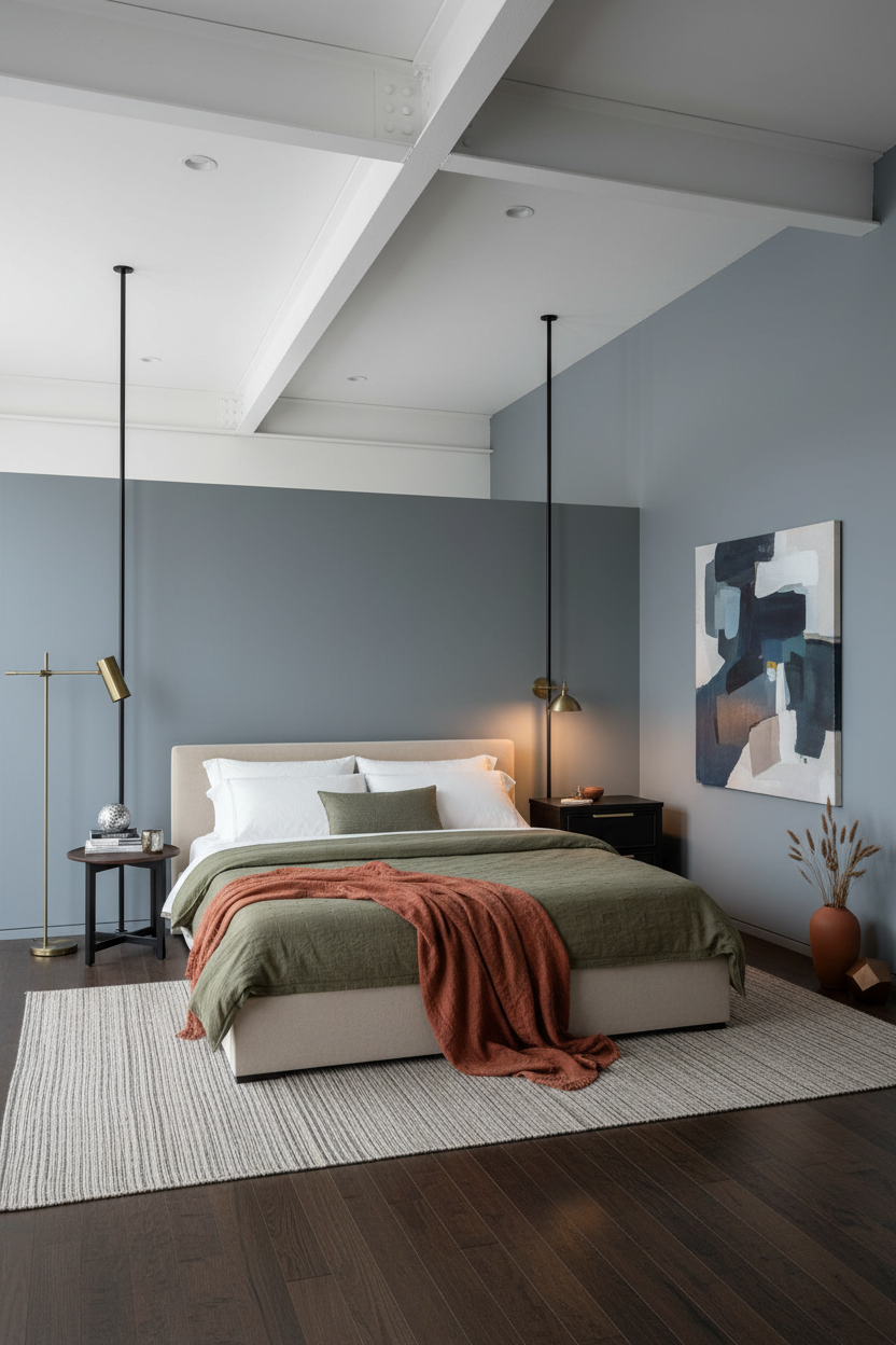 Loft Bedroom Adults Industrial Beams