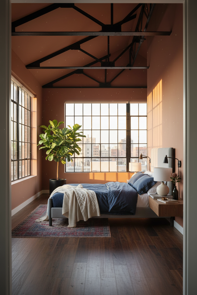 Loft Bedroom Adults Industrial Steel Terracotta