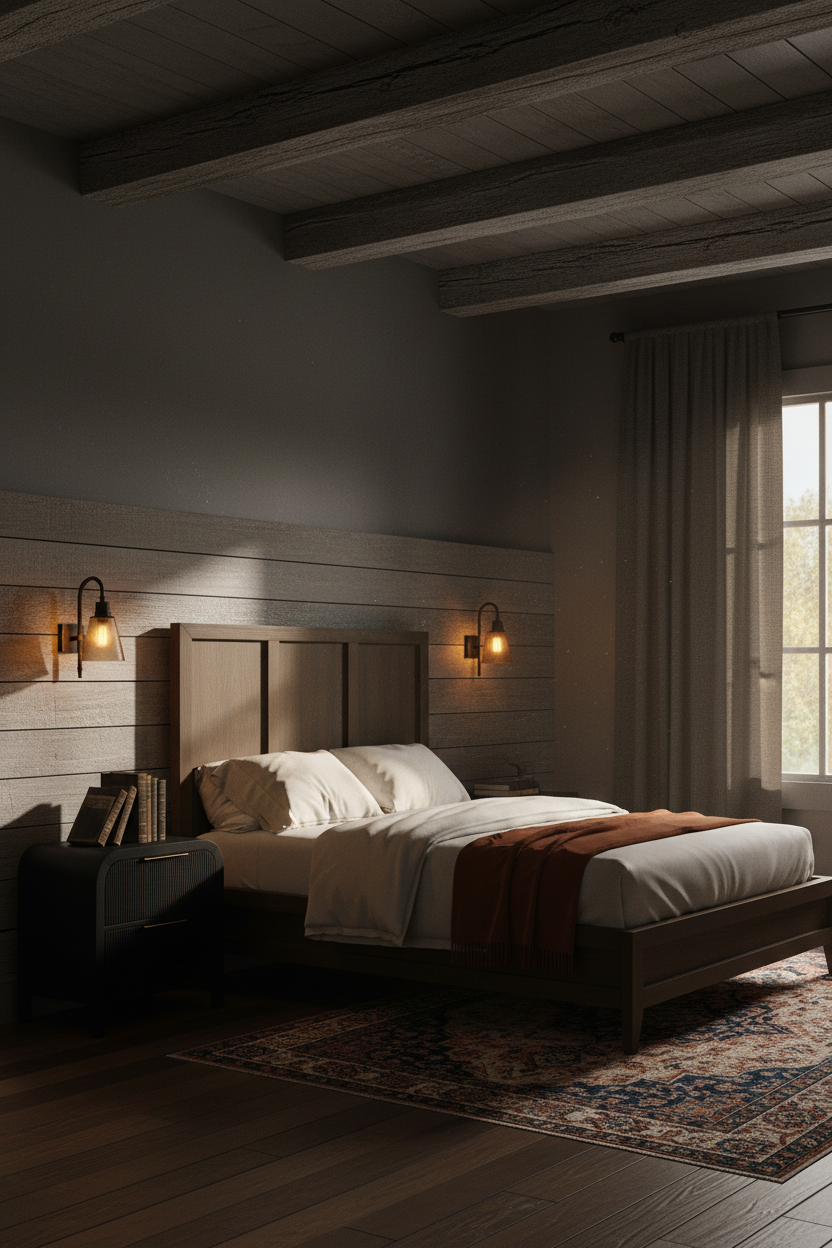Moody Western Bedroom Charcoal Timber