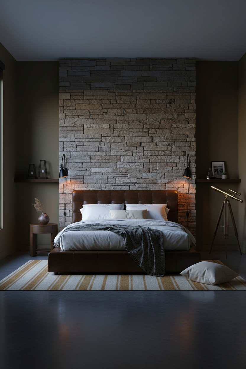 Moody Western Bedroom Dark Stone