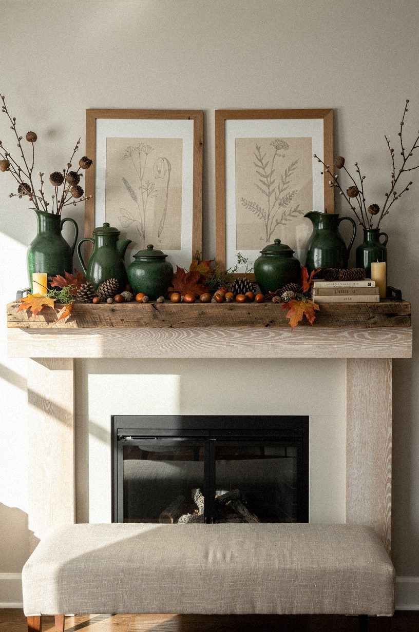 Scatter acorns along a barnwood tray