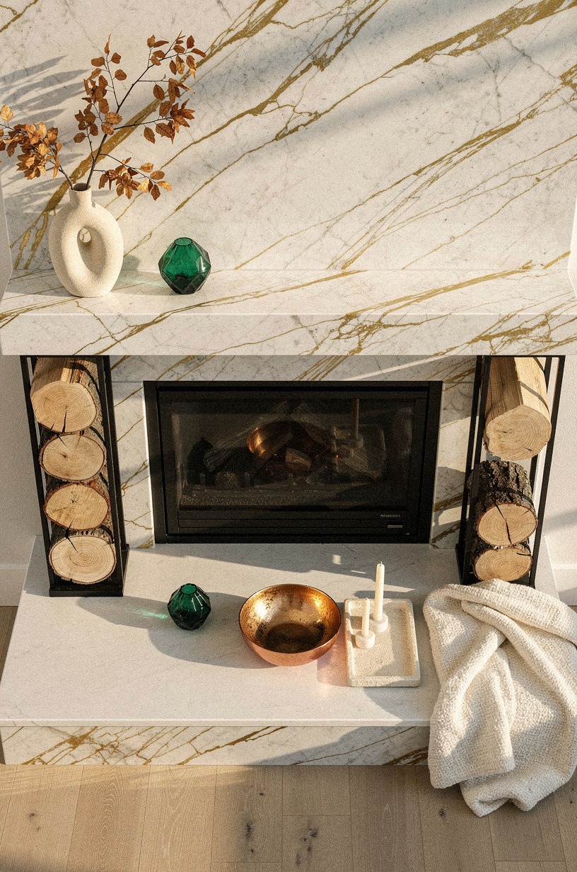 Frame the firebox with sleek log holders