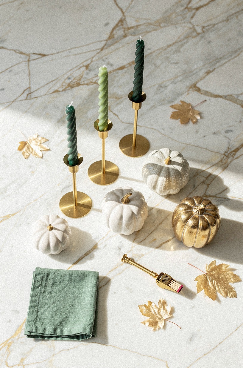 Mix twisted tapers with ceramic pumpkins