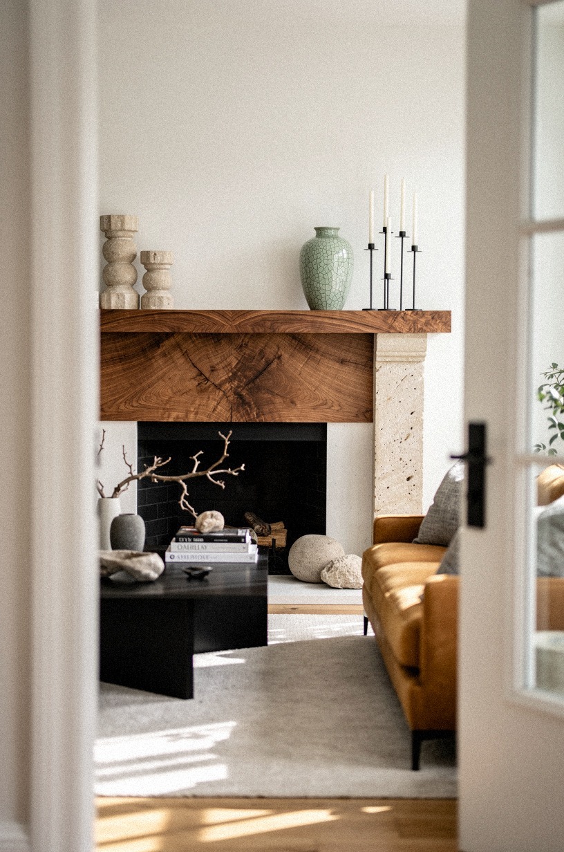 Balance chunky pillars against slender candlesticks