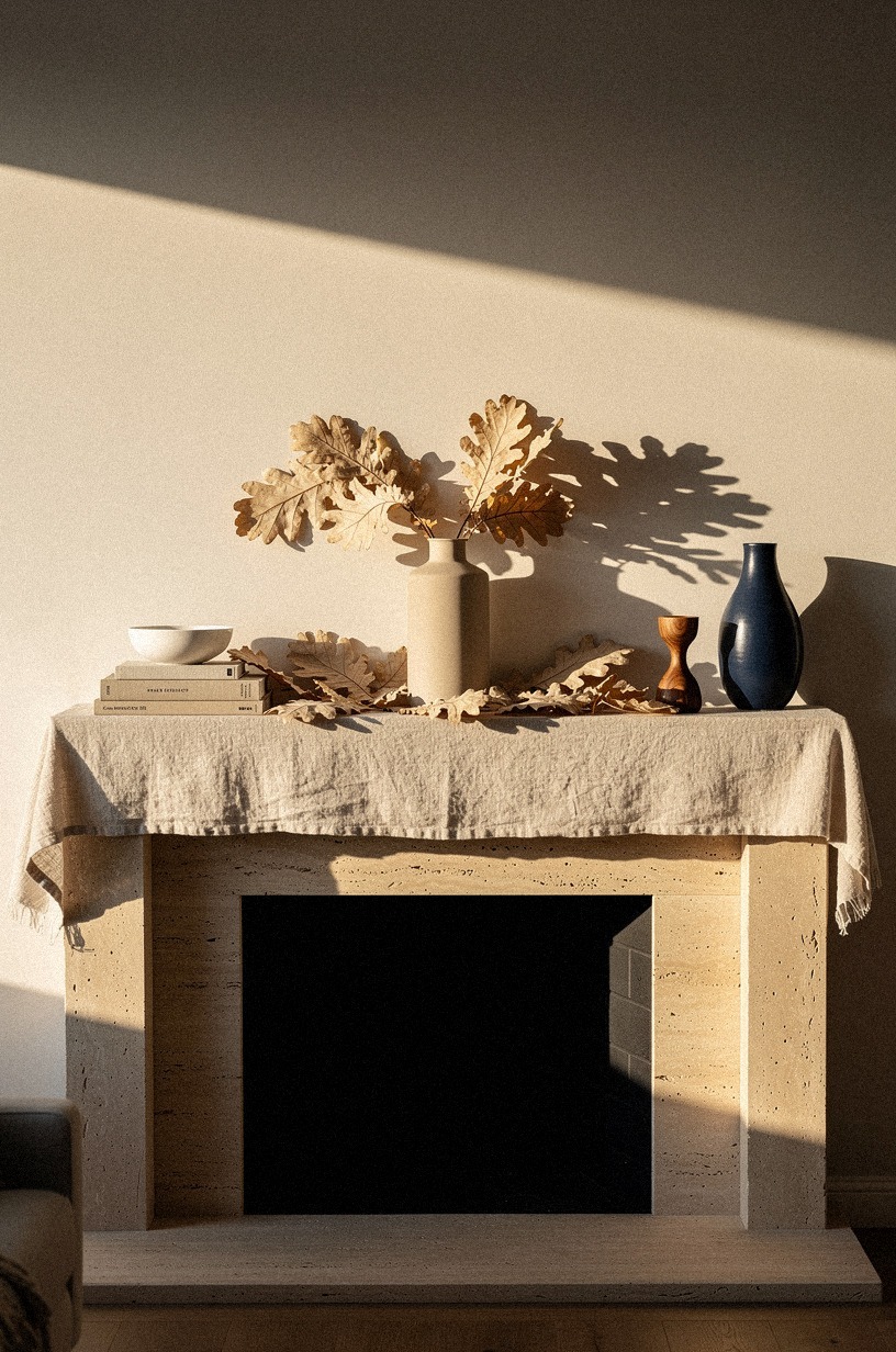 Gathered pale oak leaves from the yard