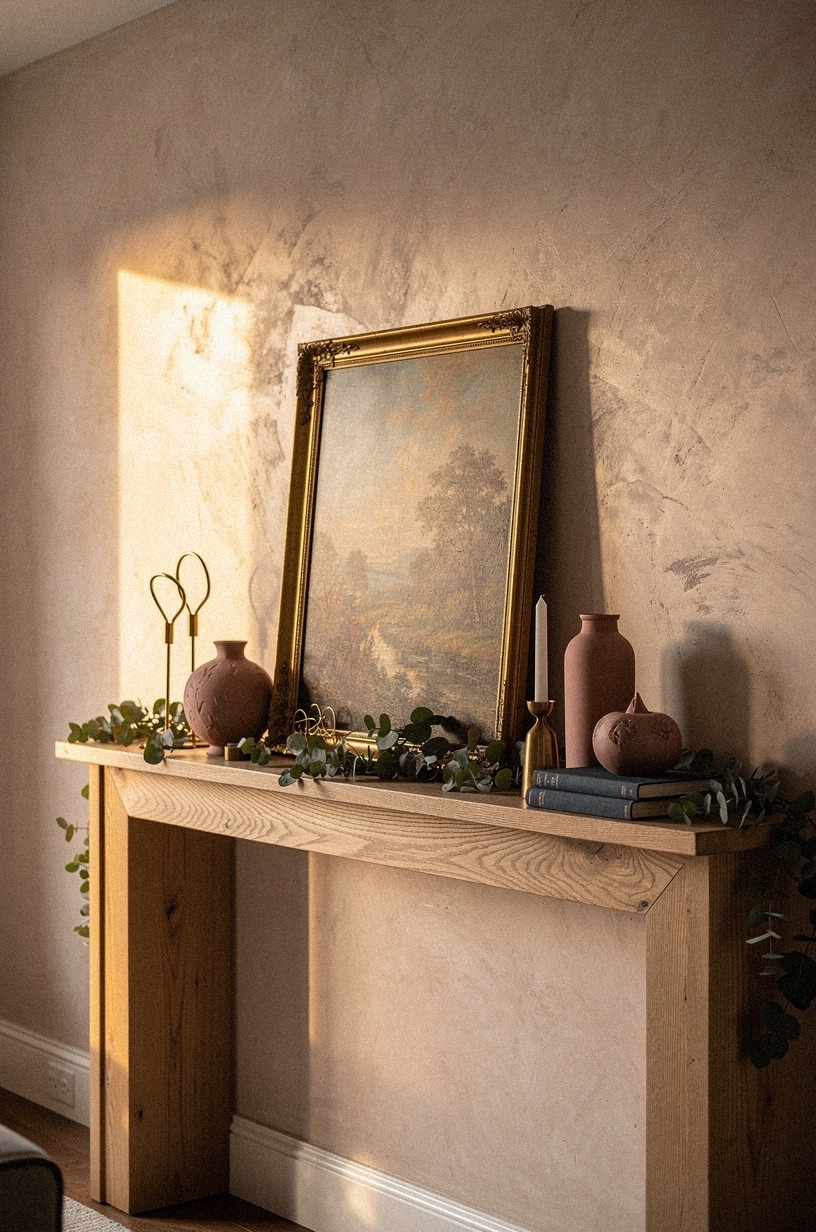 Why does your mantel need art behind the greenery?