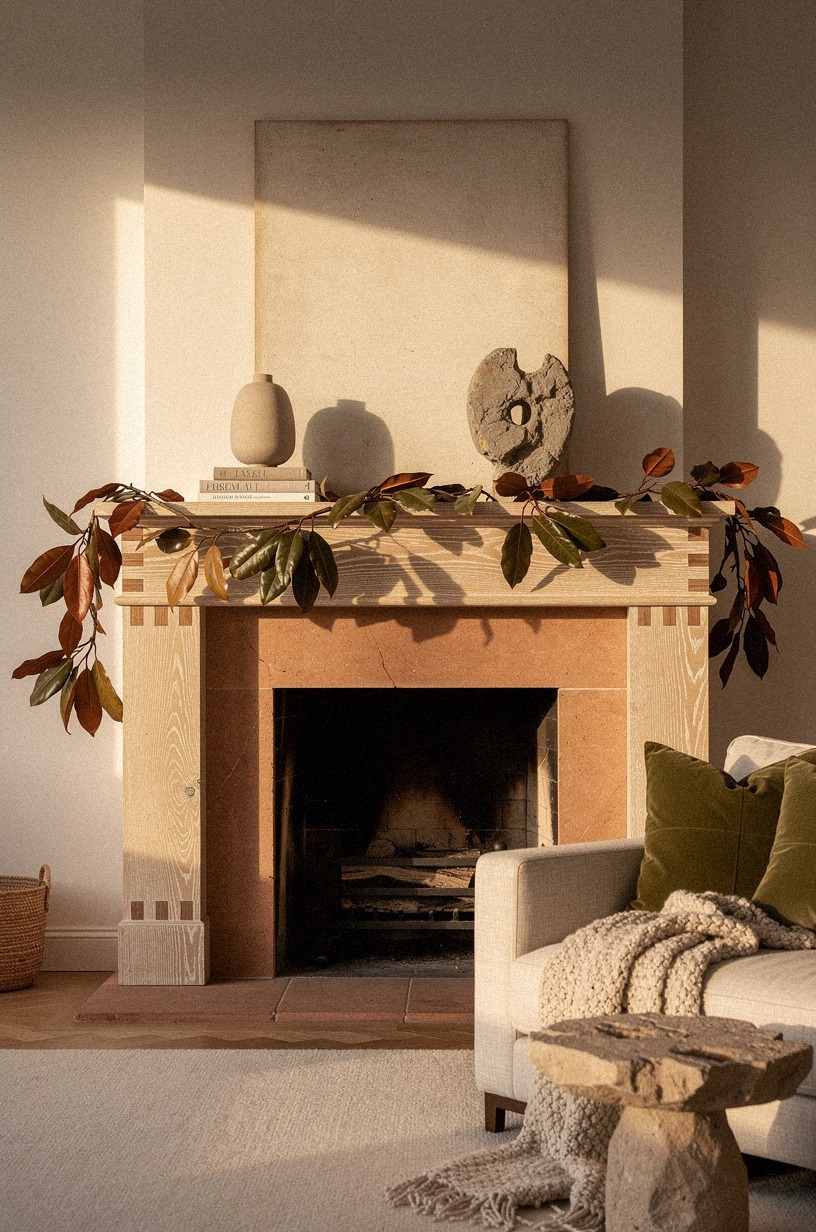 How to Style Fall Mantel Garland From Magnolia to Dried Florals