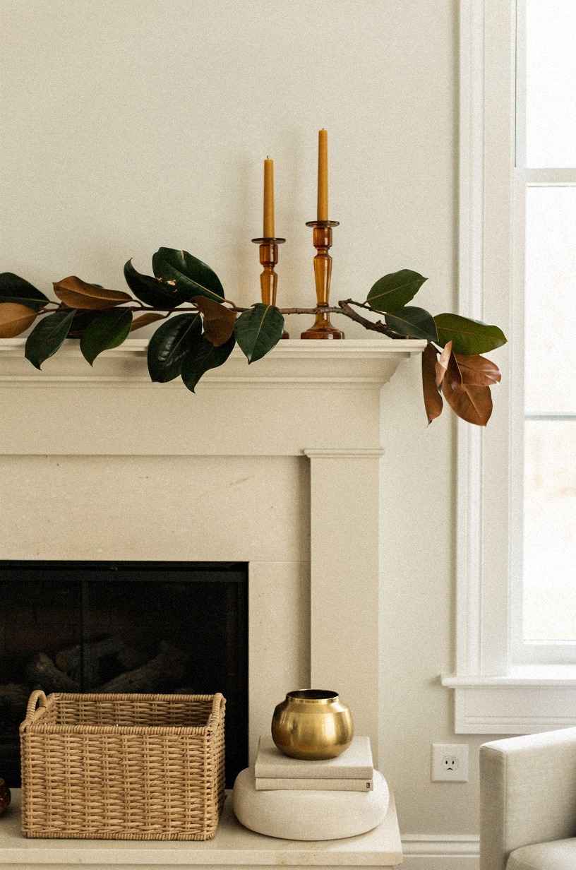 Build height with amber glass candlesticks