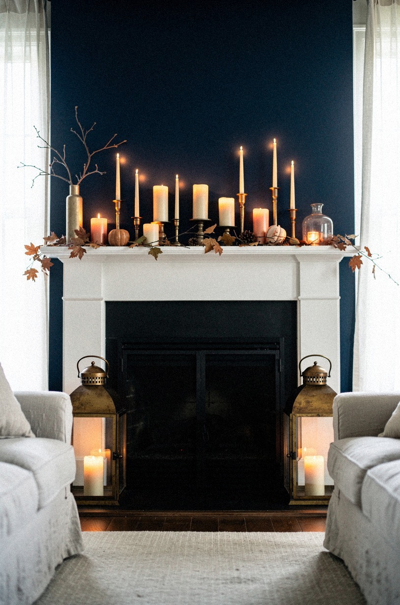 Frame the Fireplace With Matching Lanterns