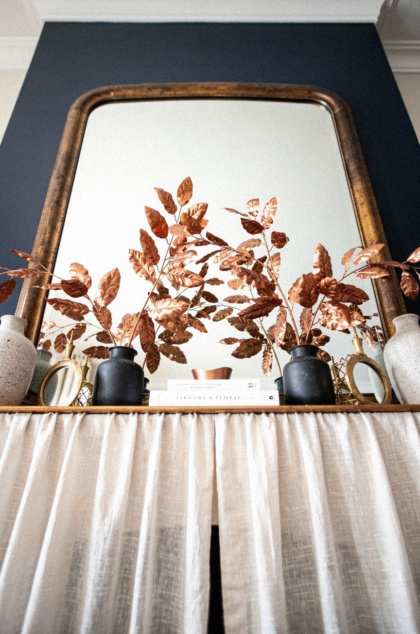 Build a mirror backdrop for copper leaves (Low Light, High Drama)