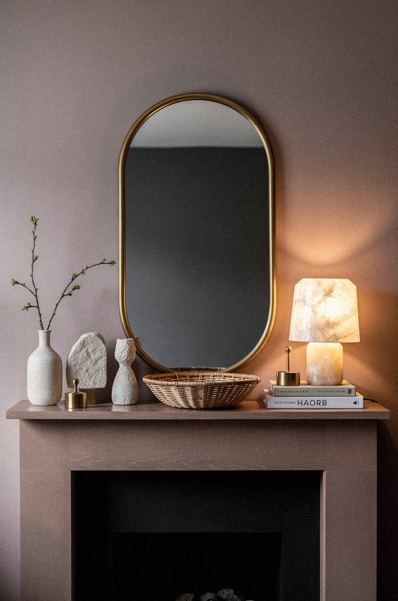 Echo the mirror frame in bronze accents (The One-Metal Conversation)