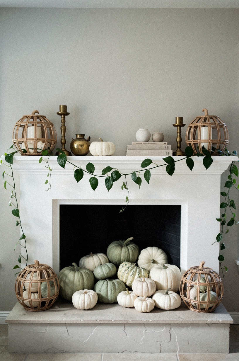 Should you frame the fireplace with woven pumpkin baskets instead?