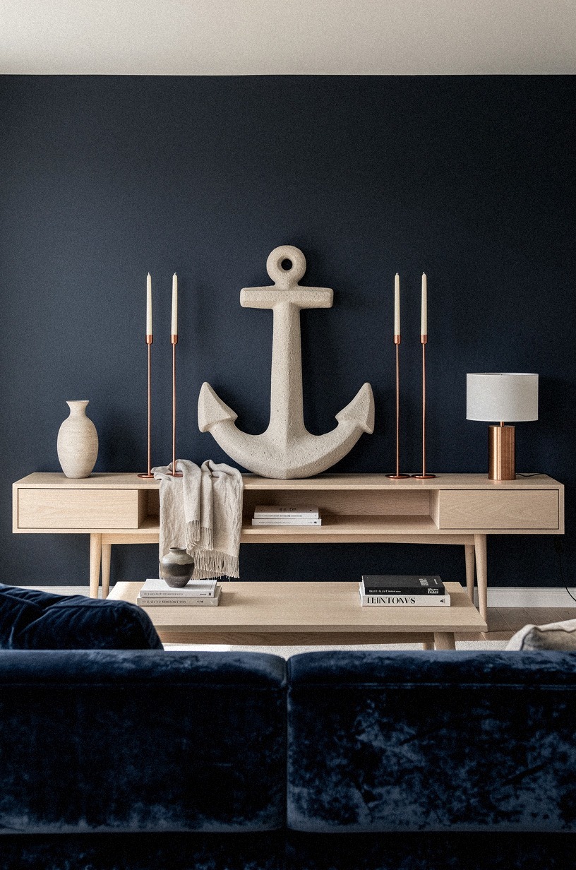 Anchor With a Pair of Tall Candlesticks