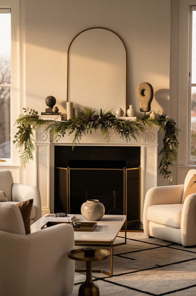 Layer a Garland Across the Mantel First