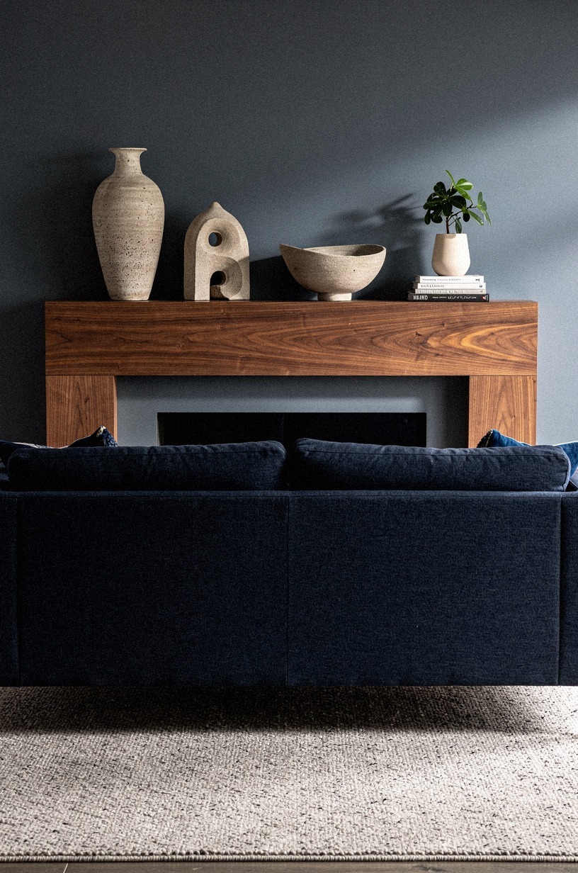 Anchor the mantel with a tall-short rhythm