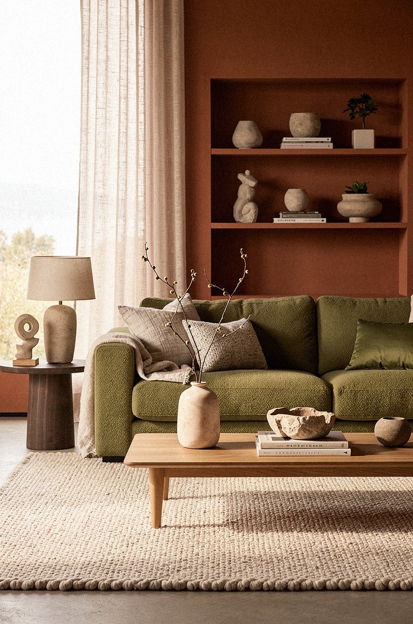 Trade the orange for cream, blush, and rust
