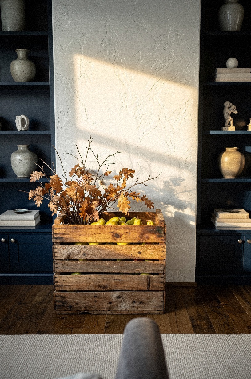 anchor one side with a wooden apple crate