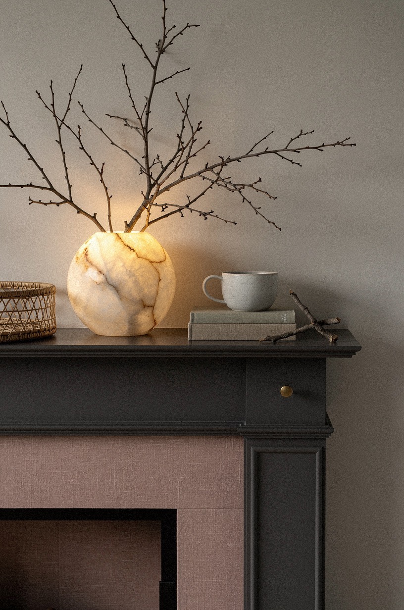 crown the display with a thankful tree branch