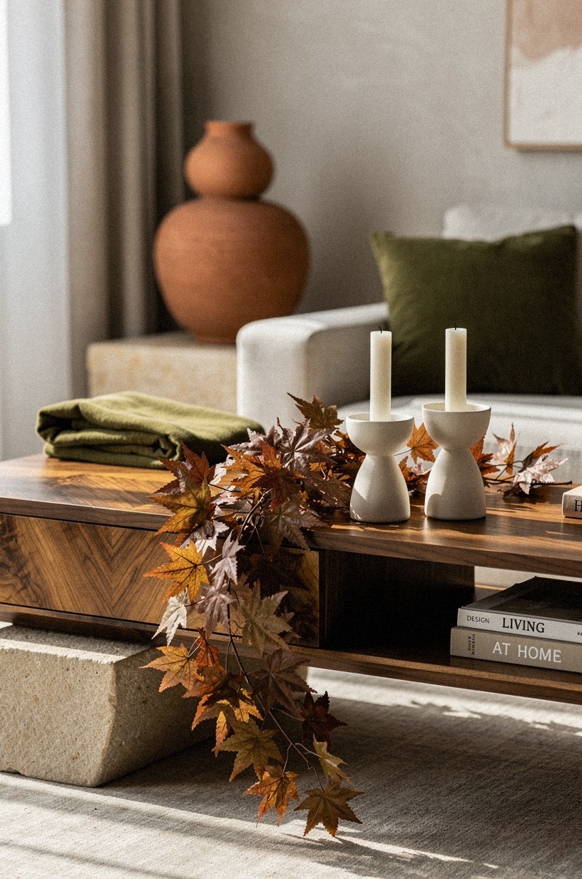 Add a Faux-Maple Garland and an IKEA VÄRMER Pair to anchor the palette