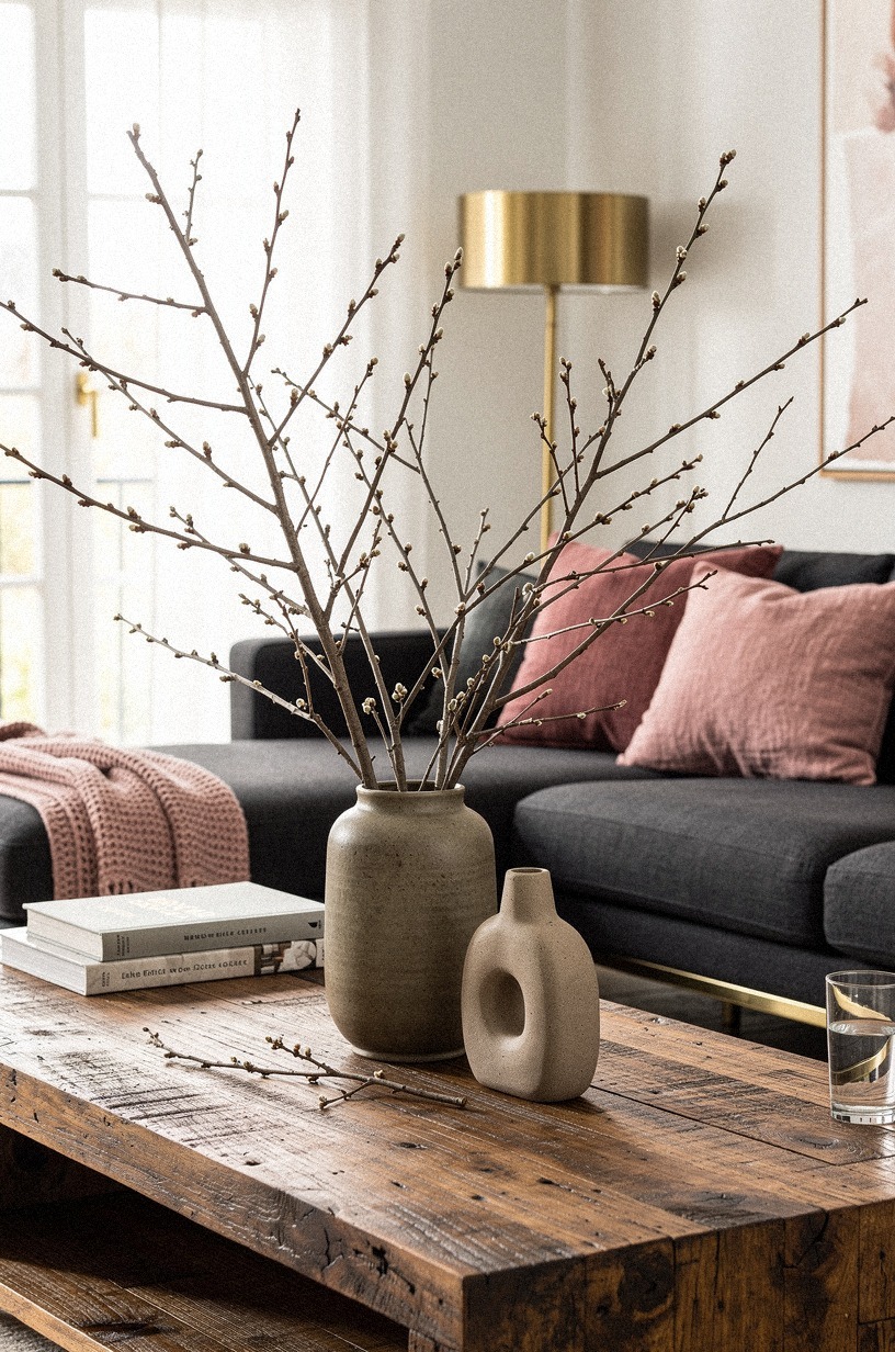Build a low vase of real branches, not flowers
