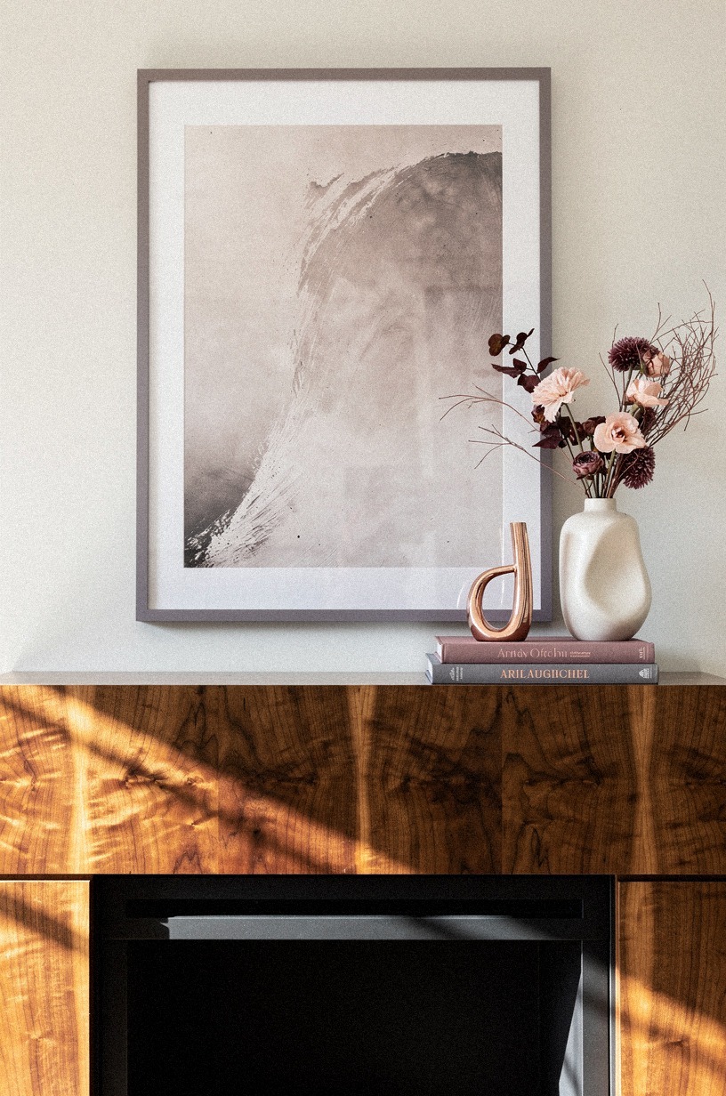 Centered it slightly above the mantel shelf