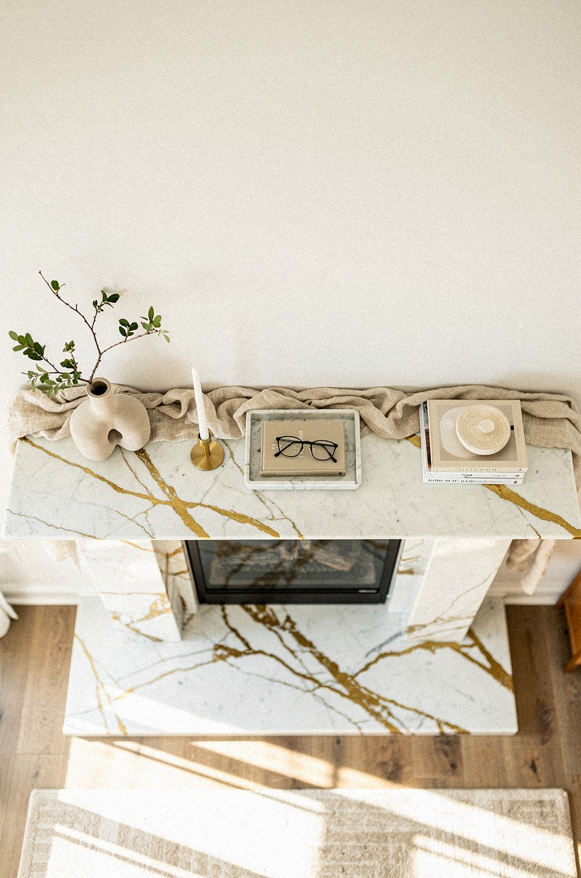Drape a linen garland under the mantel lip