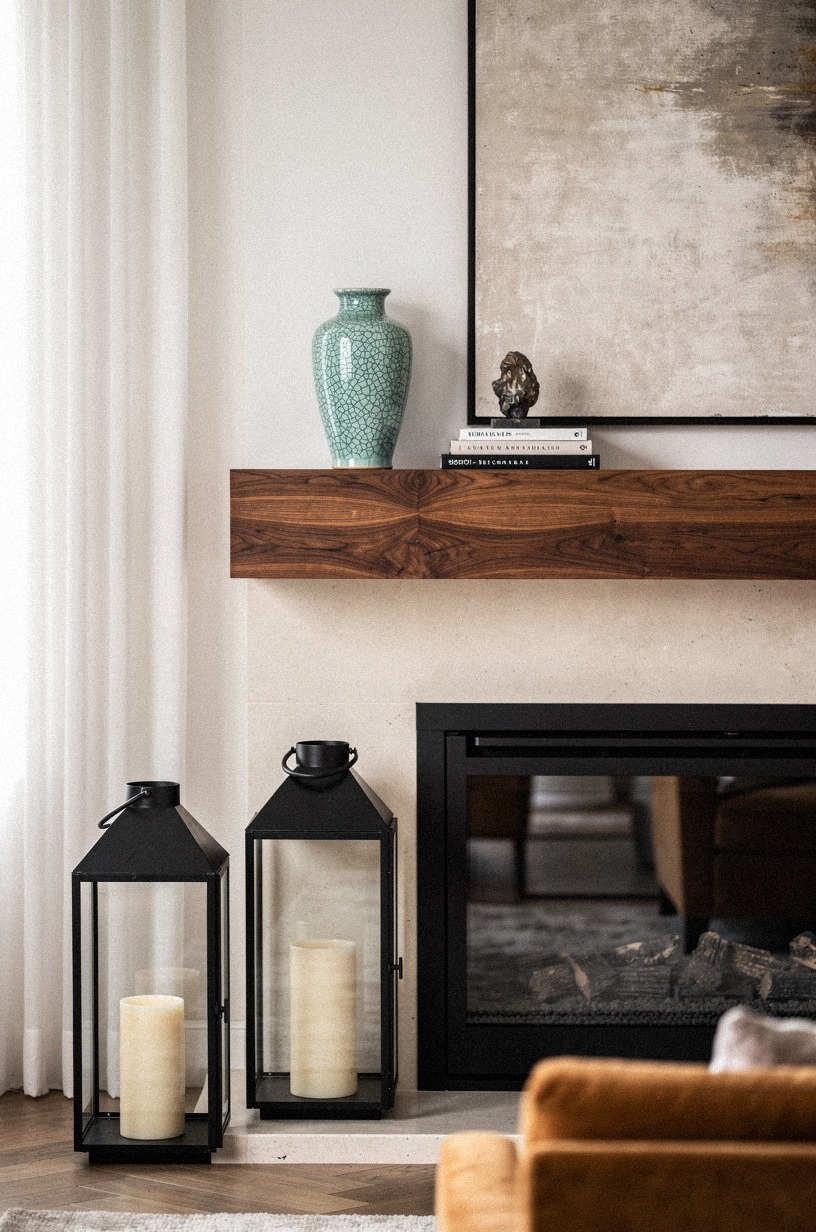 Style the hearth with oversized floor lanterns