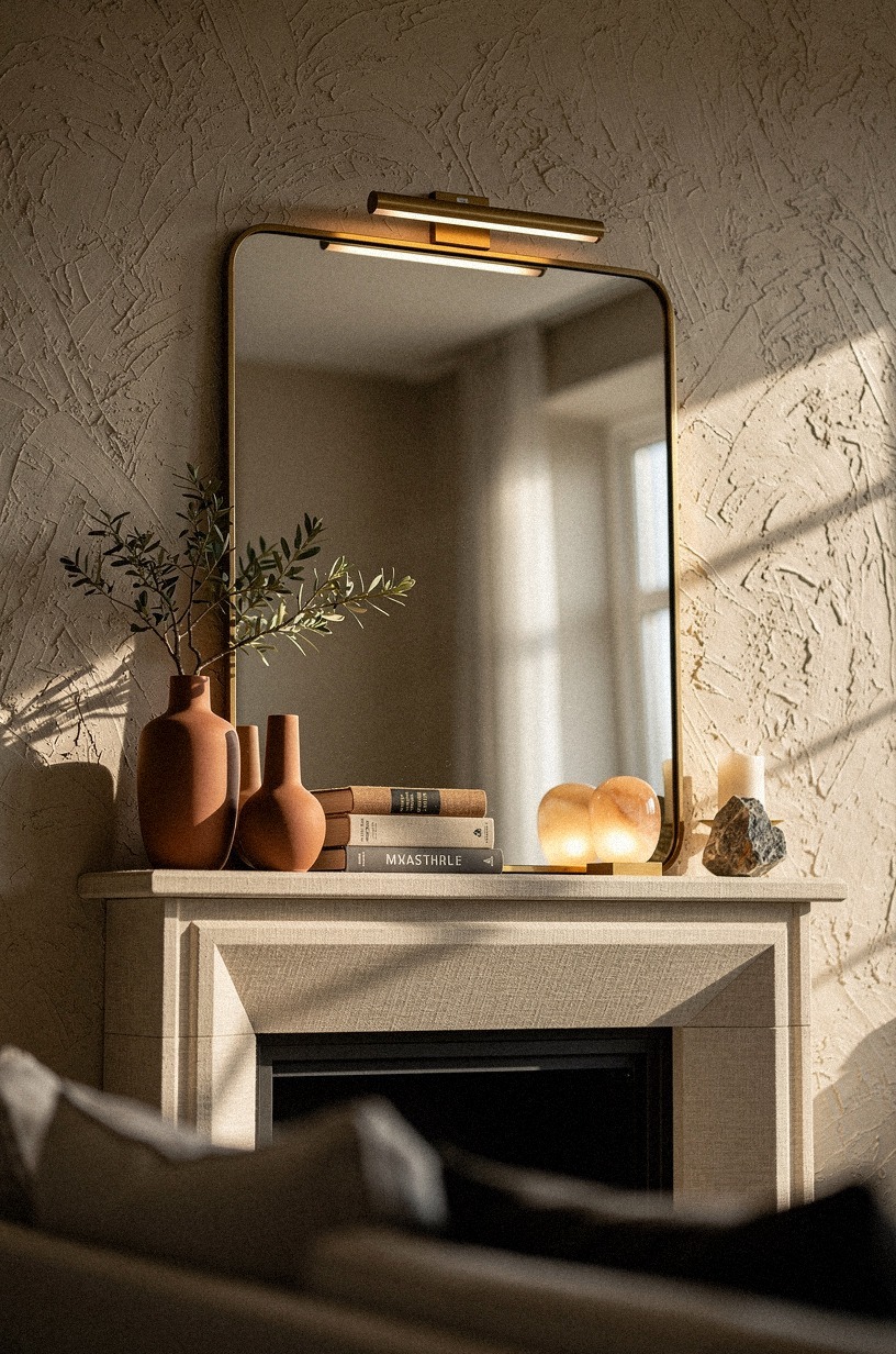 Float a cordless picture light above the mirror
