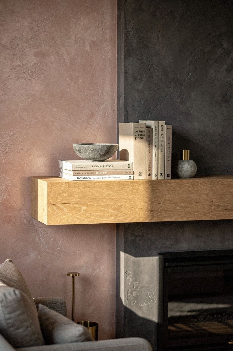 Stack neutral books under a stone bowl