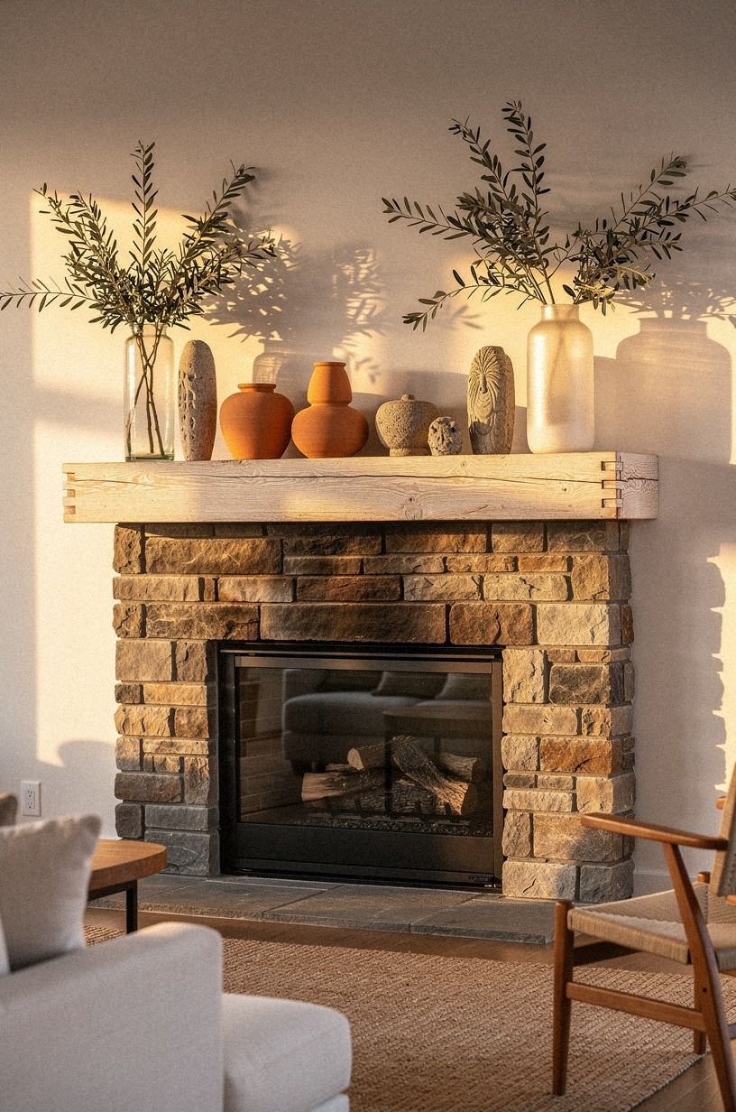How to Style Rustic Mantel Decor With Woodsy Natural Texture