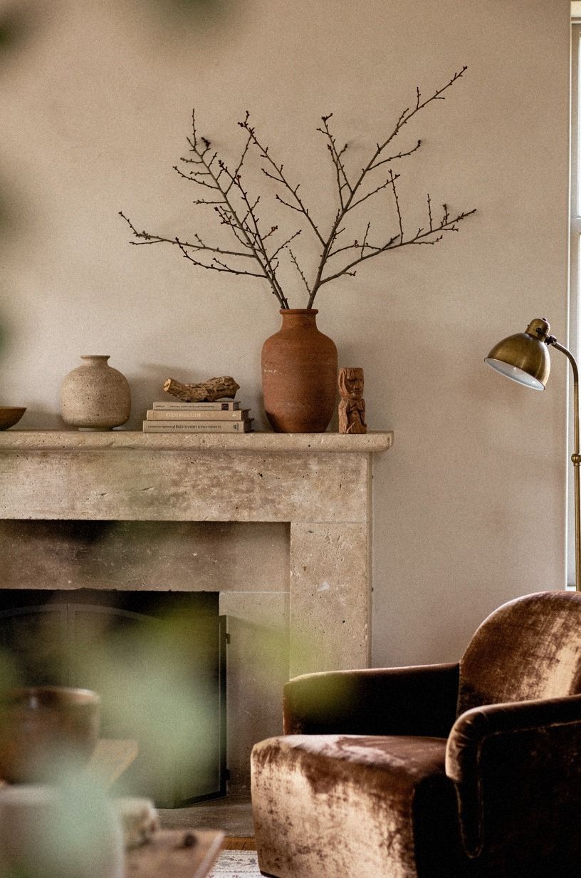 Finish with bare branches in a clay jug
