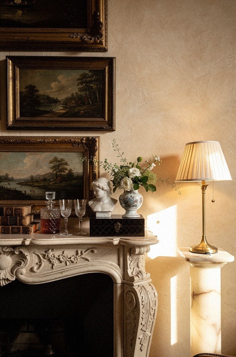 Arrange oil paintings in a salon-style stack